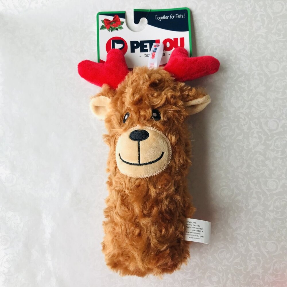 Pet Lou Christmas Squeaky Reindeer Bottle Dog Toy  Size : 8"